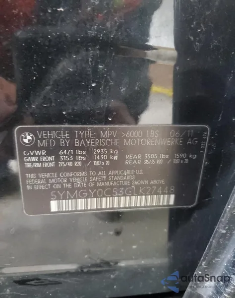 2012 BMW X5 M z USA, uszkodzony, nr VIN 5YMGY0C53CLK27448